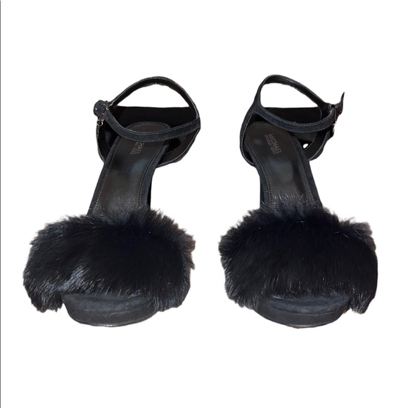 Michael Kors Black Fur Strappy Heels size 9.5 - Picture 5 of 7